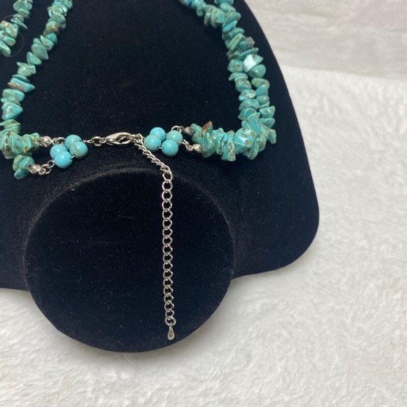 Turquoise‎ Southwestern Necklace Two Strand Chunky Bead Boho Statement Rodeo 90g - Picture 9 of 16